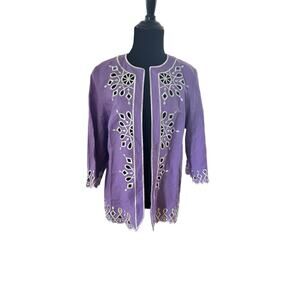 Bob Mackie Wearable Art Jacket Women’s XS Blazer Linen Blend Lavender B32
